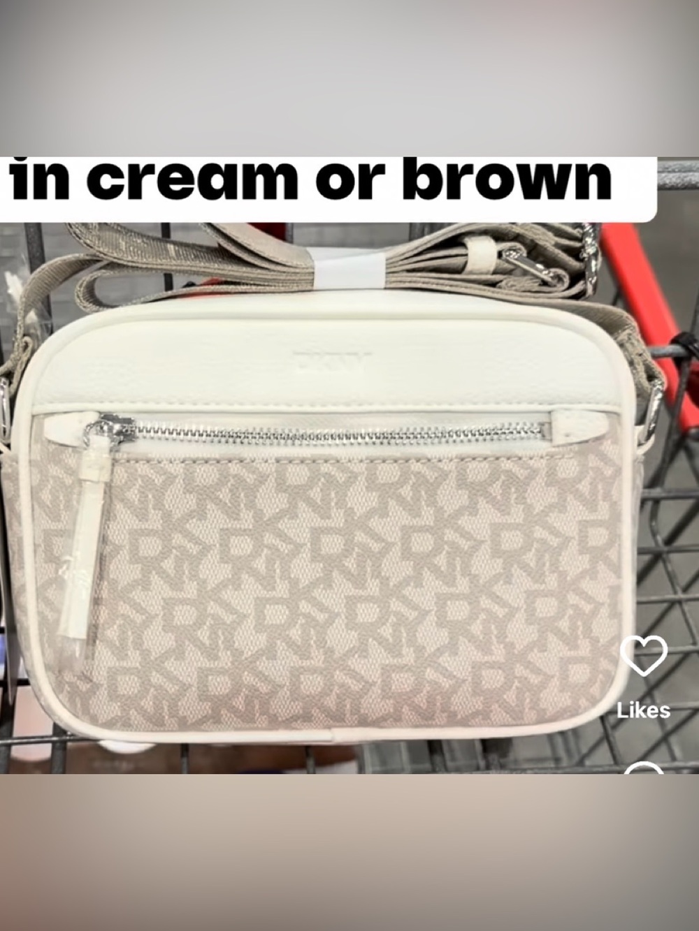 DKNY Cream & Beige Monogram Crossbody Bag